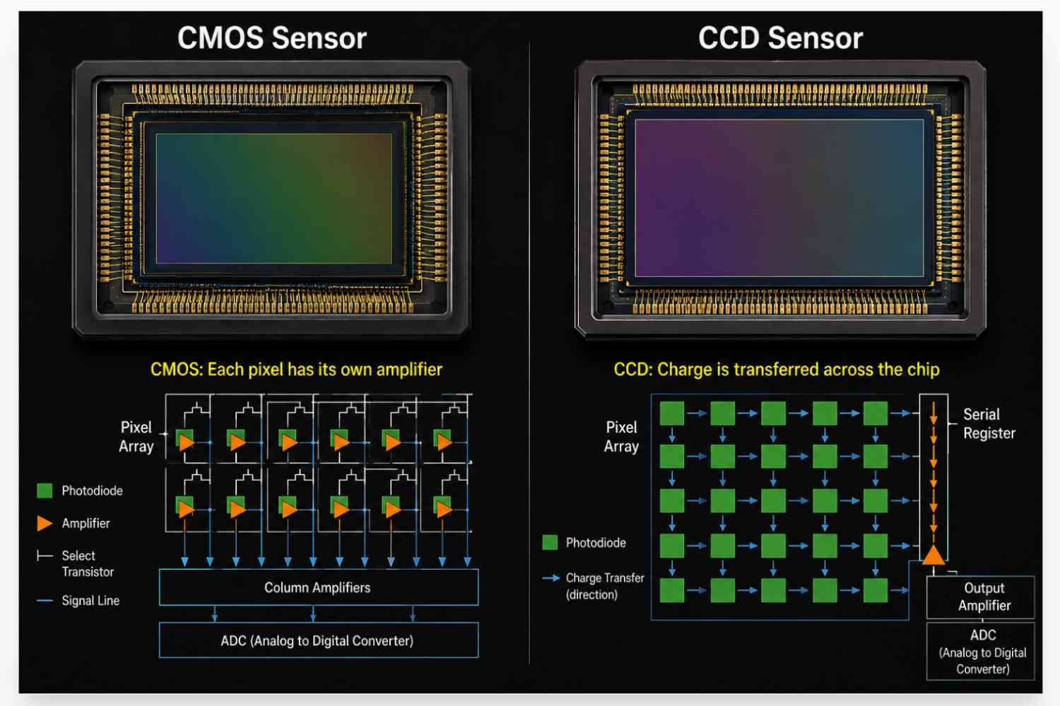 CMOS vs CCD Sensors